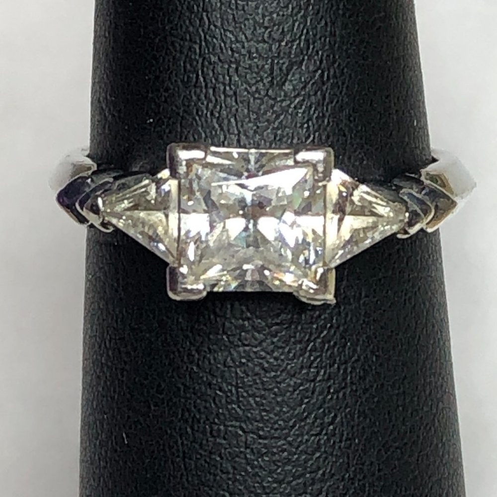 Sterling Brilliant Cut CZ Engagement Ring Size 9